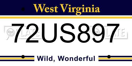 72US897 West Virginia License Plate