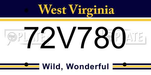 72V780 West Virginia License Plate
