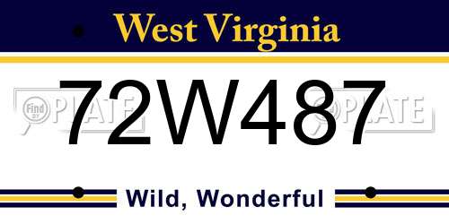 72W487 West Virginia License Plate