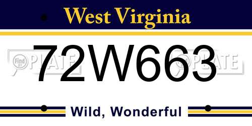 72W663 West Virginia License Plate