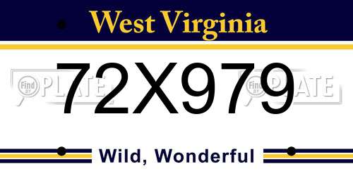 72X979 West Virginia License Plate