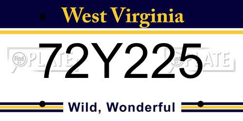 72Y225 West Virginia License Plate