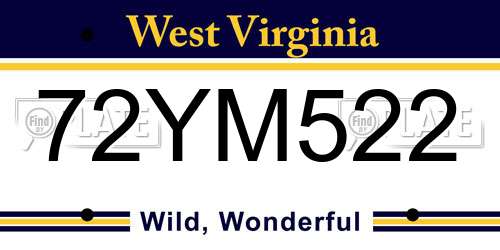 72YM522 West Virginia License Plate