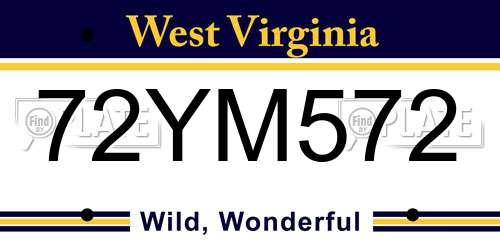 72YM572 West Virginia License Plate