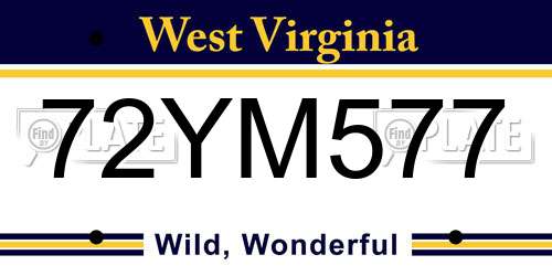 72YM577 West Virginia License Plate