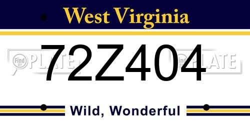 72Z404 West Virginia License Plate
