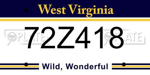 72Z418 West Virginia License Plate