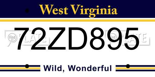 72ZD895 West Virginia License Plate