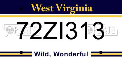 72ZI313 West Virginia License Plate