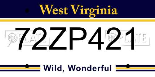 72ZP421 West Virginia License Plate