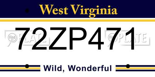 72ZP471 West Virginia License Plate