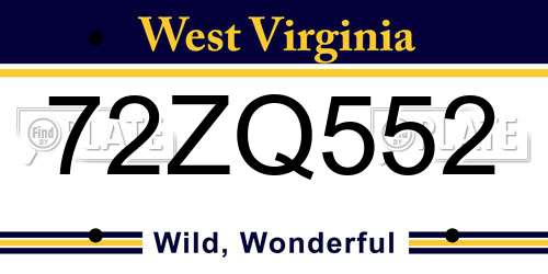 72ZQ552 West Virginia License Plate