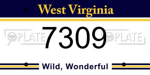 7309 West Virginia License Plate