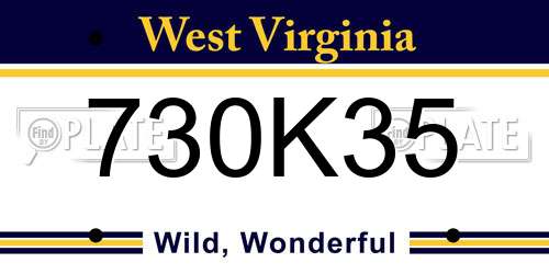730K35 West Virginia License Plate