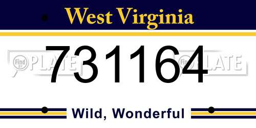 731164 West Virginia License Plate