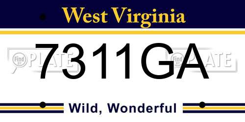 7311GA West Virginia License Plate