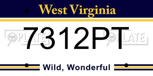 7312PT West Virginia License Plate