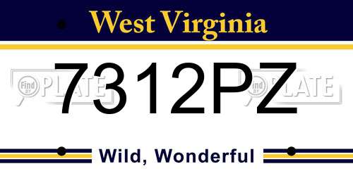 7312PZ West Virginia License Plate