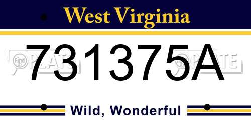 731375A West Virginia License Plate