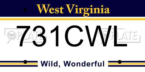 731CWL West Virginia License Plate