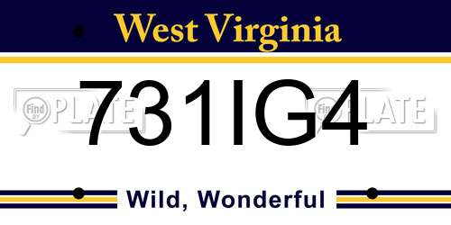731IG4 West Virginia License Plate