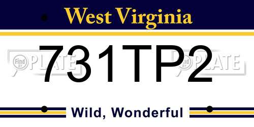 731TP2 West Virginia License Plate