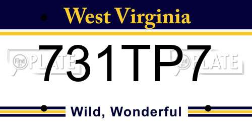 731TP7 West Virginia License Plate