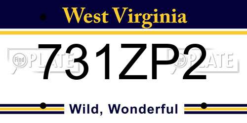 731ZP2 West Virginia License Plate
