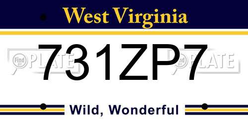 731ZP7 West Virginia License Plate