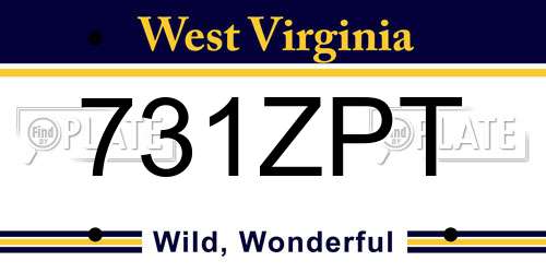 731ZPT West Virginia License Plate