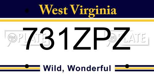 731ZPZ West Virginia License Plate