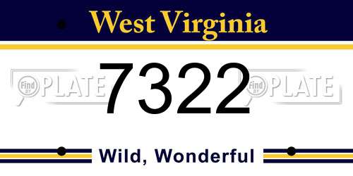 7322 West Virginia License Plate