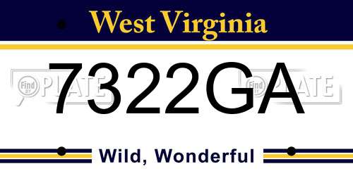 7322GA West Virginia License Plate
