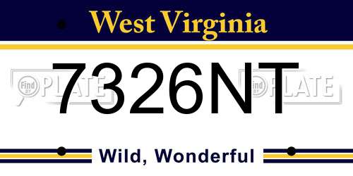 7326NT West Virginia License Plate