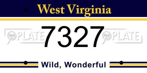 7327 West Virginia License Plate