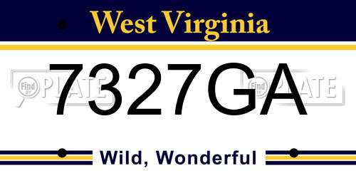 7327GA West Virginia License Plate