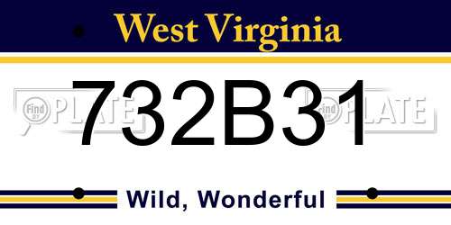 732B31 West Virginia License Plate