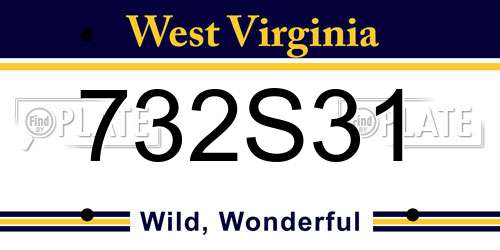 732S31 West Virginia License Plate