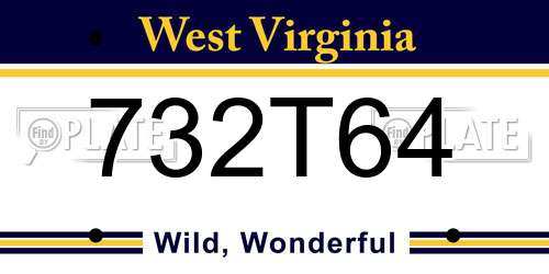 732T64 West Virginia License Plate