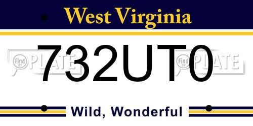 732UT0 West Virginia License Plate