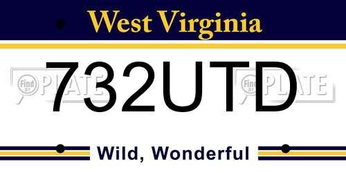 732UTD West Virginia License Plate