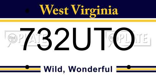 732UTO West Virginia License Plate