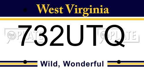 732UTQ West Virginia License Plate