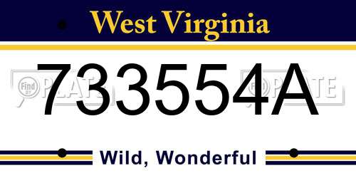 733554A West Virginia License Plate