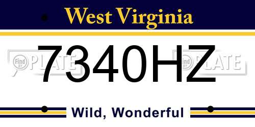 7340HZ West Virginia License Plate