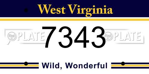 7343 West Virginia License Plate