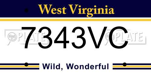 7343VC West Virginia License Plate