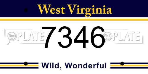 7346 West Virginia License Plate