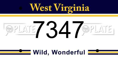 7347 West Virginia License Plate
