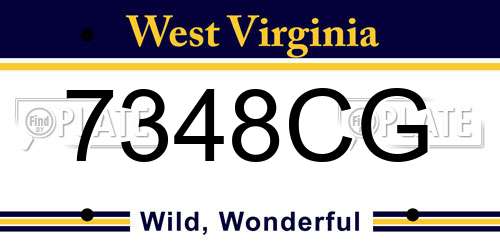7348CG West Virginia License Plate